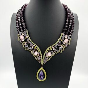 Heidi Daus Signed Retired Purple Swarovski Crystal Statement Necklace NWOT